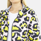 Brave Soul Leopard Pattern Water Resistant Hooded Rain Mac (Size 22) - Pink with Yellow & Black