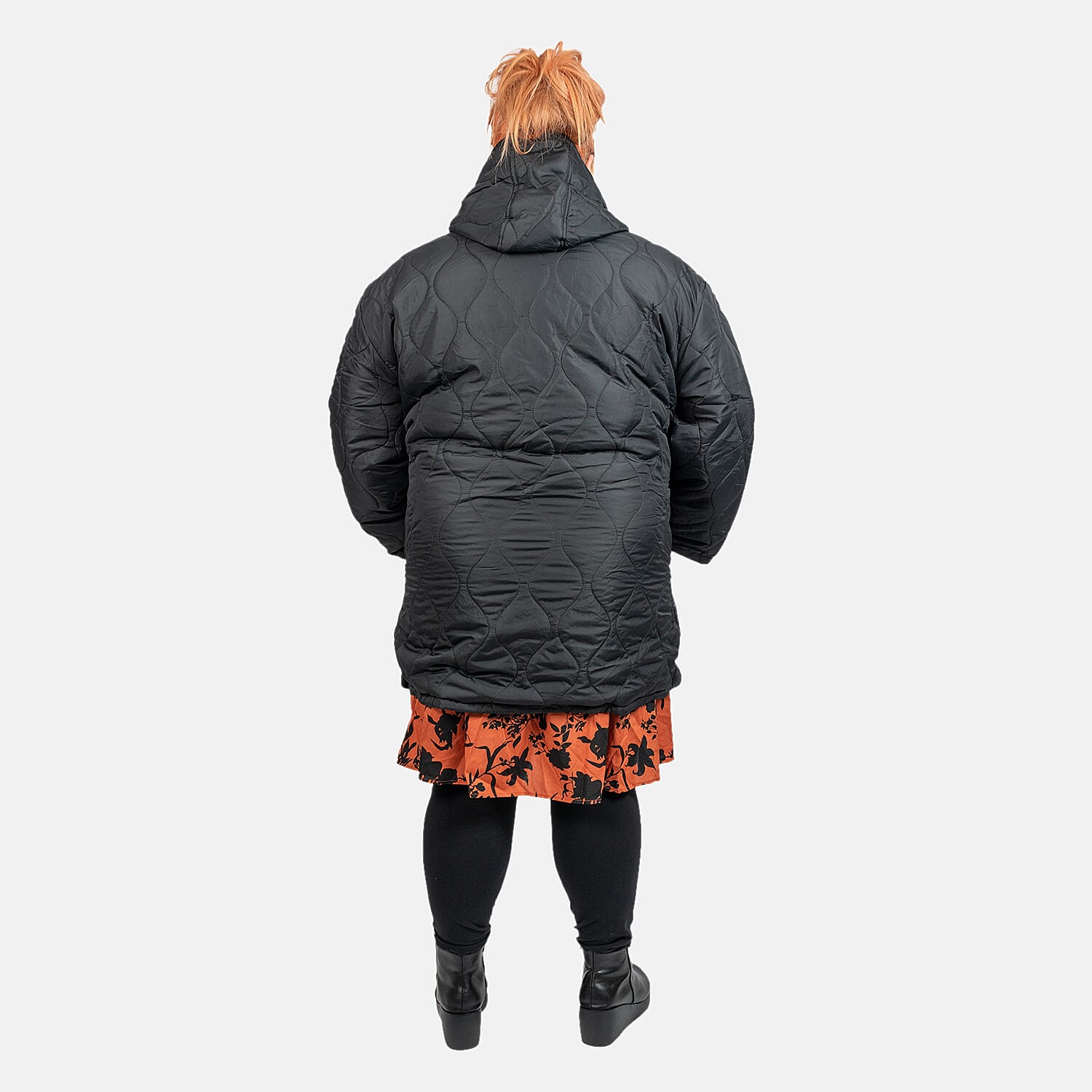 Brave Soul Long Onion Quilted Coat (Sie 18) - Black
