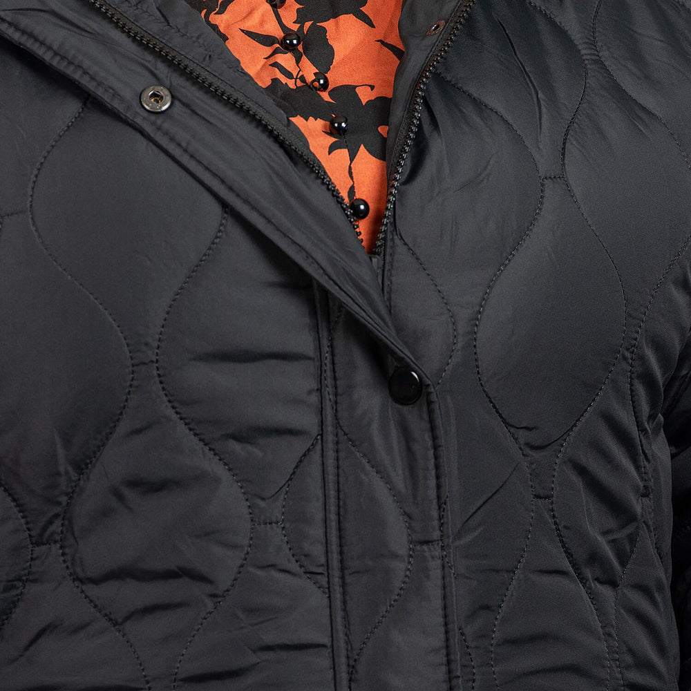 Brave Soul Long Onion Quilted Coat (Sie 18) - Black
