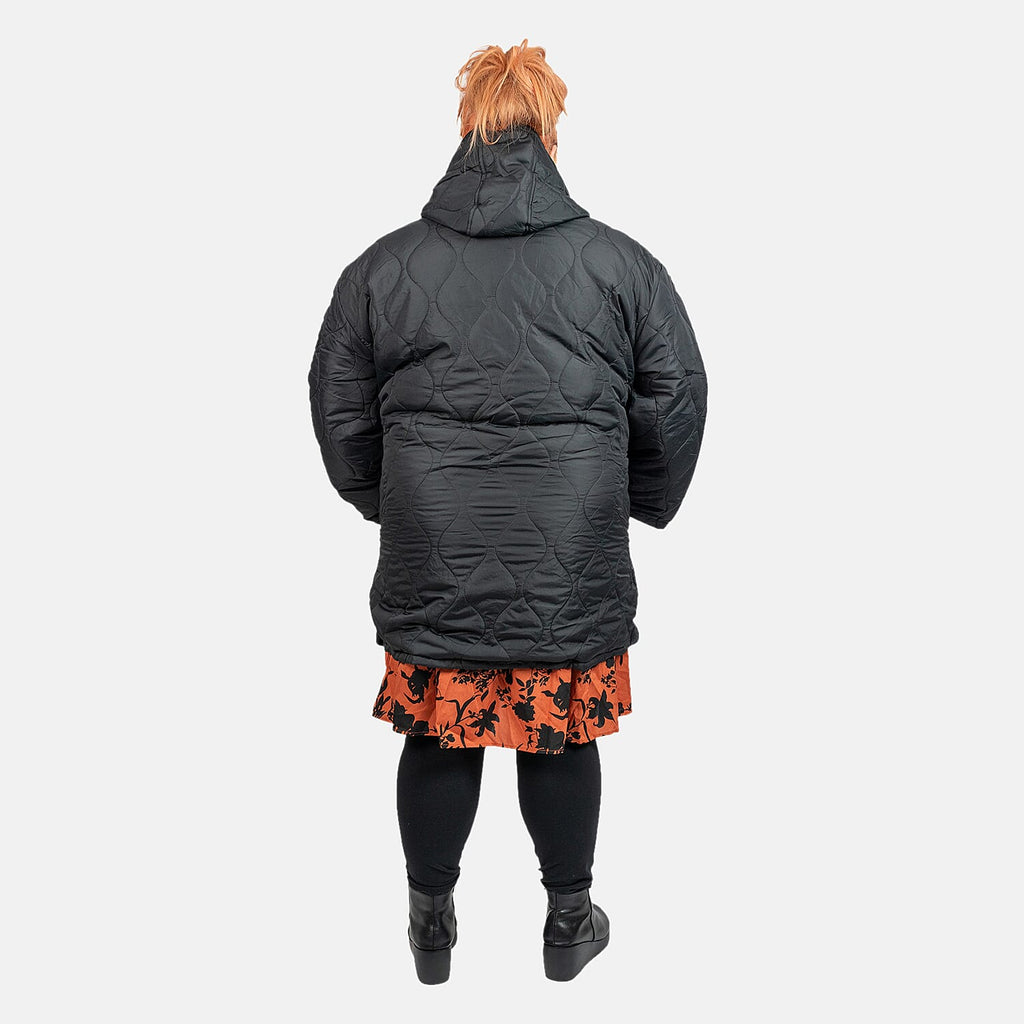 Brave Soul Long Onion Quilted Coat (Size 20) - Black