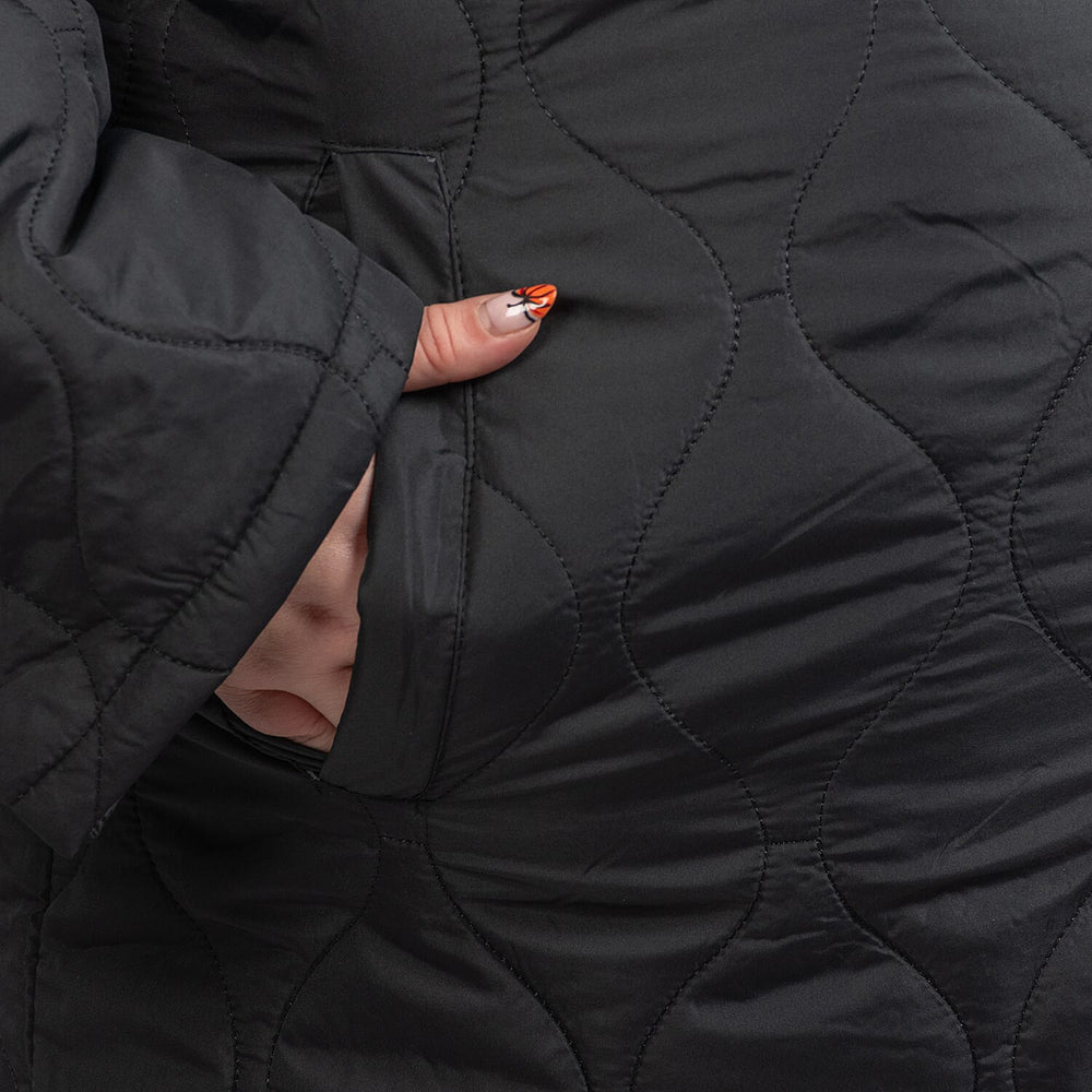 Brave Soul Long Onion Quilted Coat (Size 20) - Black