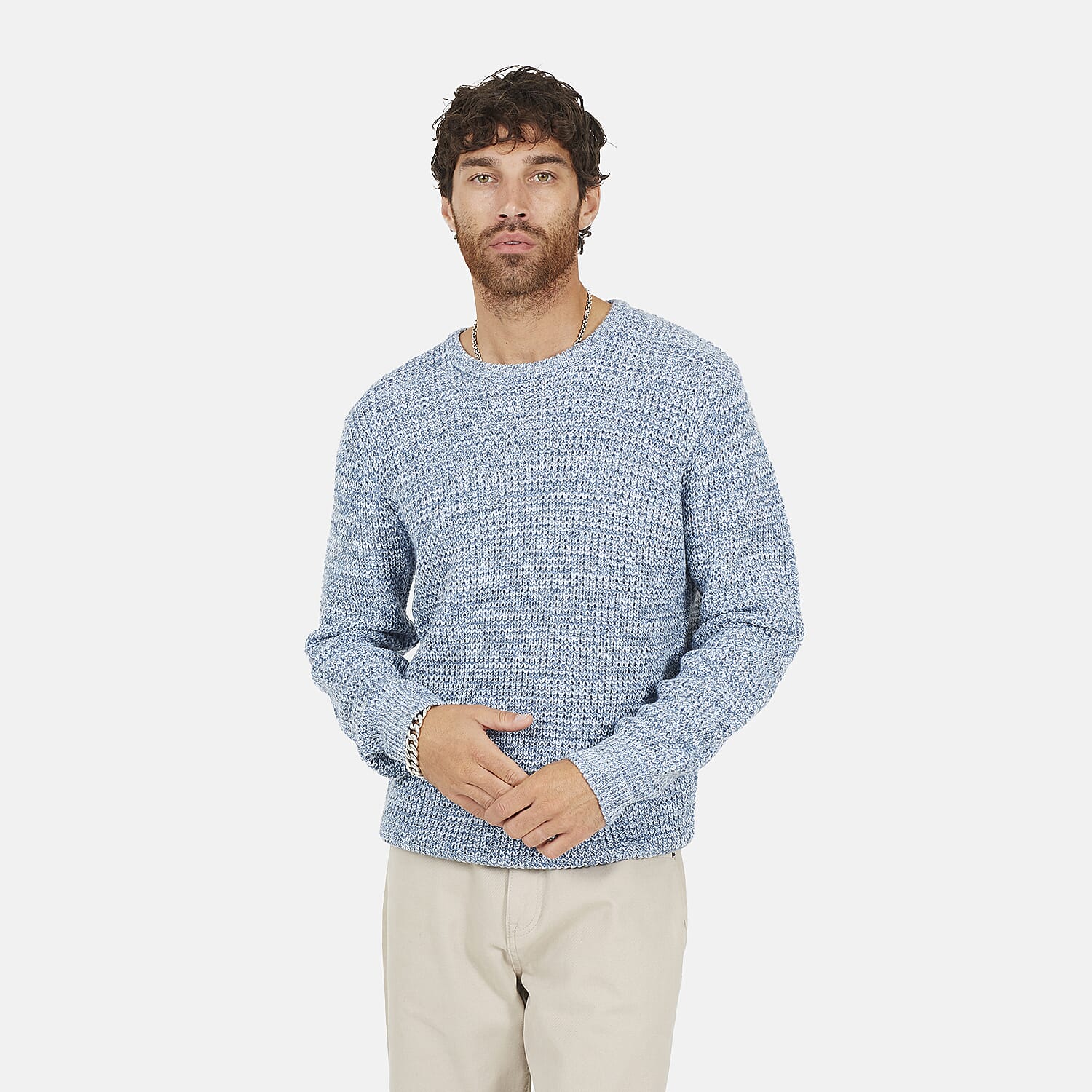 Brave Soul Mens Crew Neck Jumper (Size L) - Baby Blue