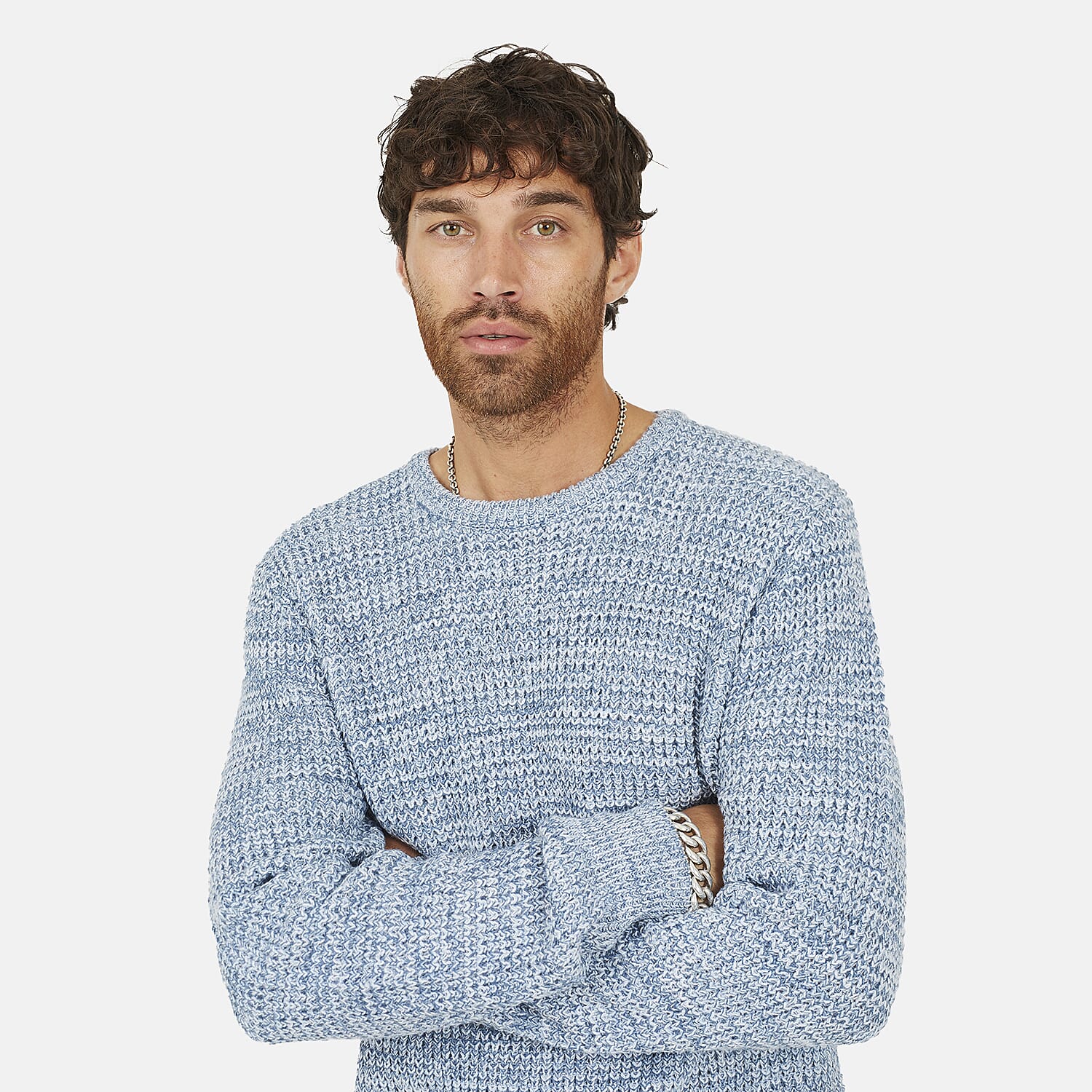 Brave Soul Mens Crew Neck Jumper (Size L) - Baby Blue