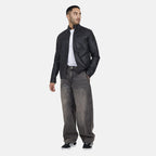 Brave Soul Unisex Leatherette Collar Tab Jacket (Size S) - Black