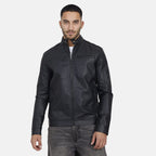 Brave Soul Unisex Leatherette Collar Tab Jacket (Size S) - Black