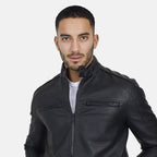 Brave Soul Unisex Leatherette Collar Tab Jacket (Size S) - Black