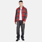 BRAVESOUL Mens Long Sleeve Check Shirt (Size M) - Red