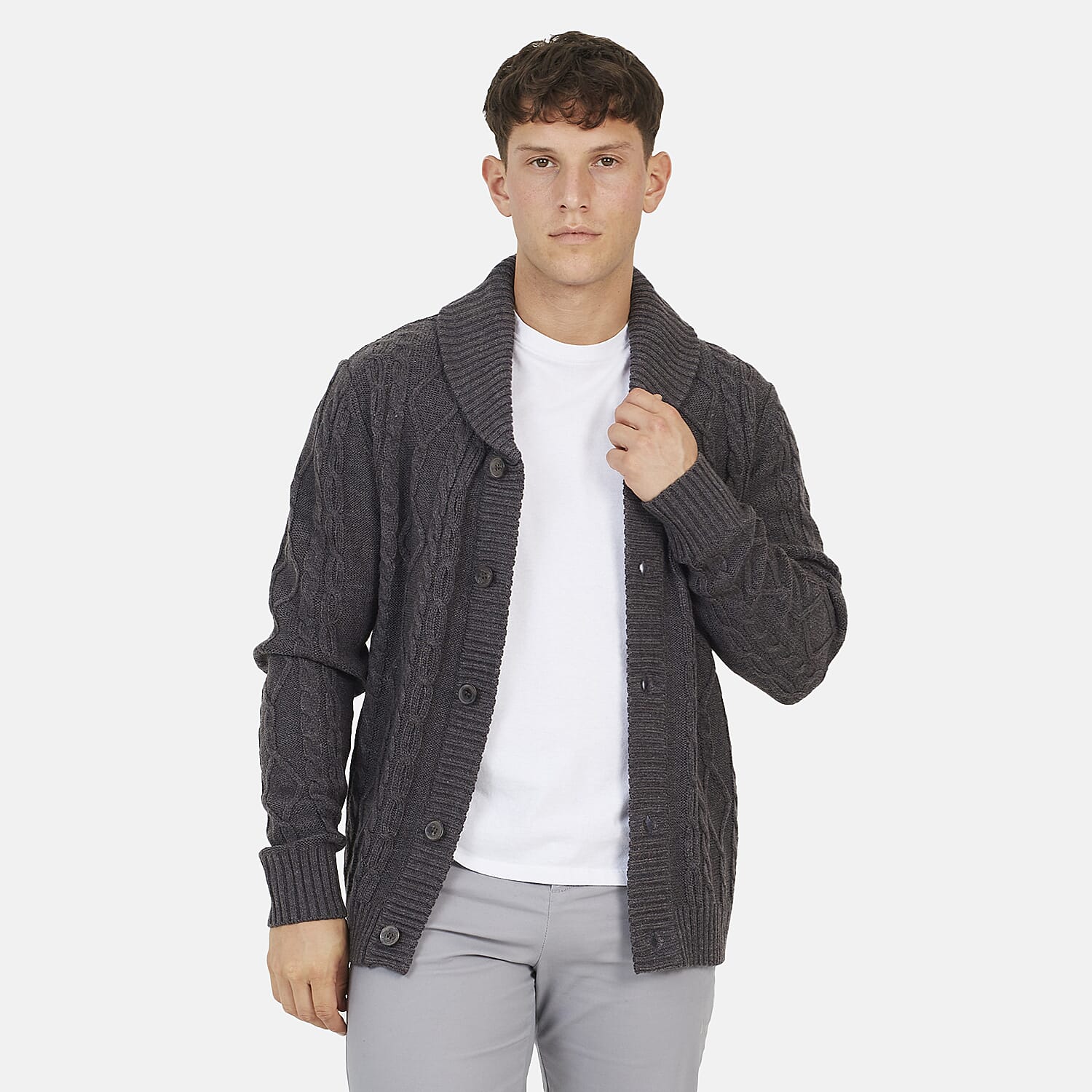 Brave Soul Acrylic Cardigan - Dark Grey
