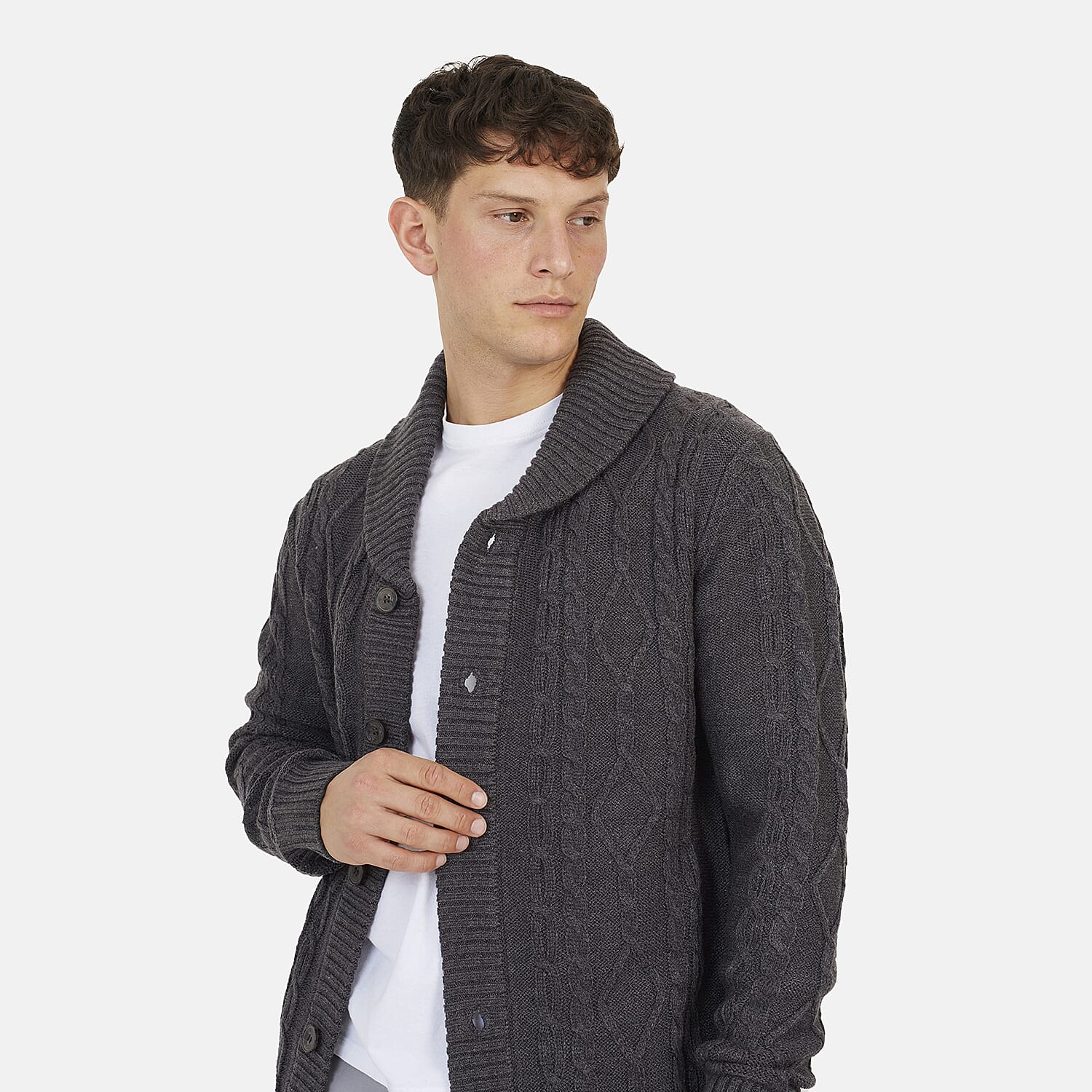 Brave Soul Acrylic Cardigan - Dark Grey