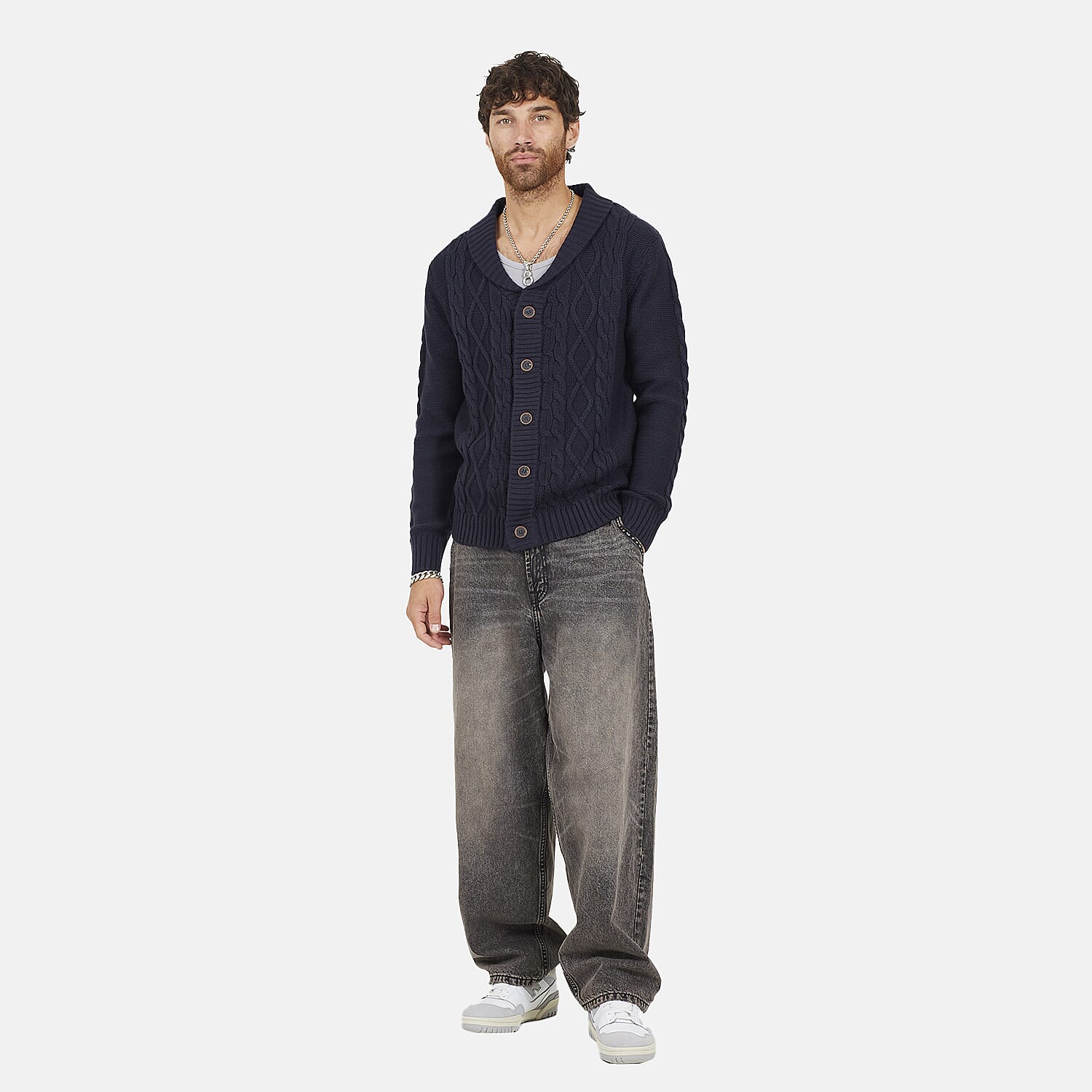 Brave Soul Acrylic Cardigan - Dark Navy