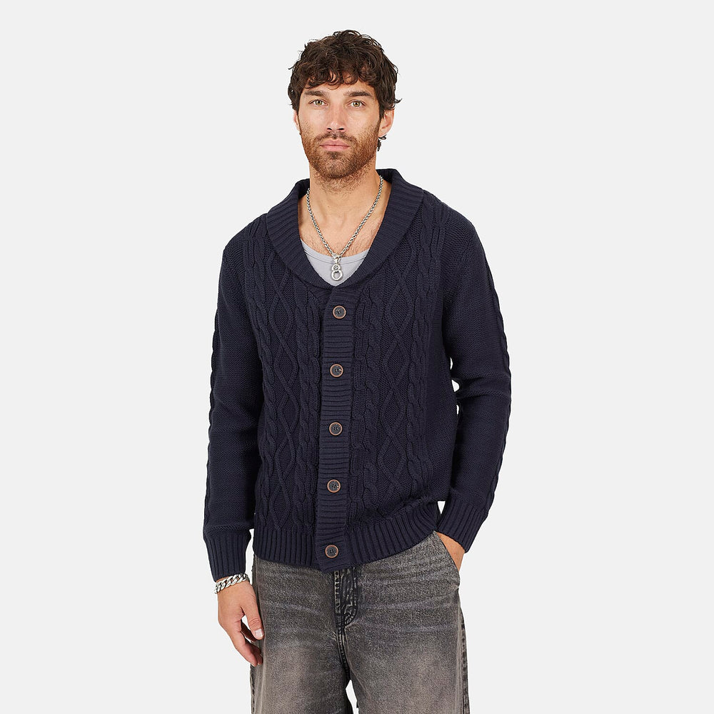 Brave Soul Acrylic Cardigan - Dark Navy