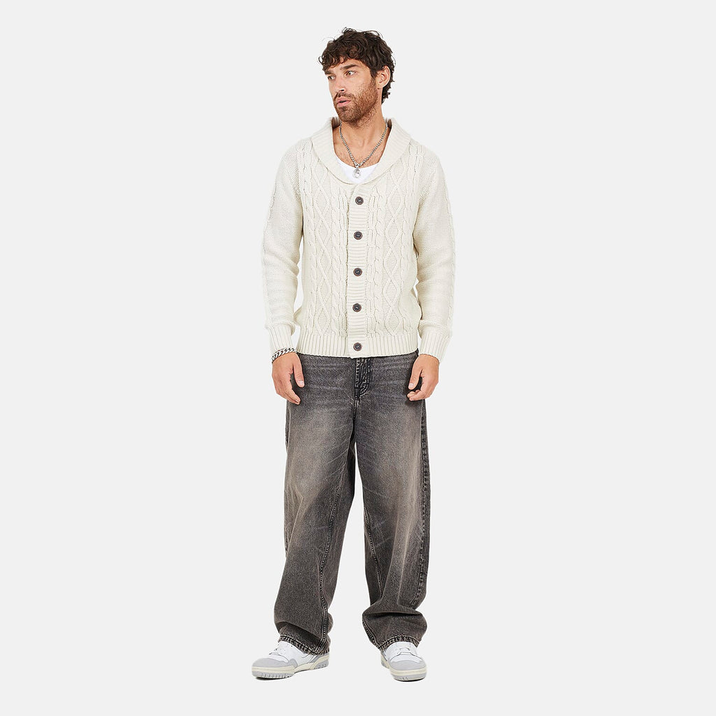Brave Soul Mens Shawl Neck Cardigan (Size M) - Off White