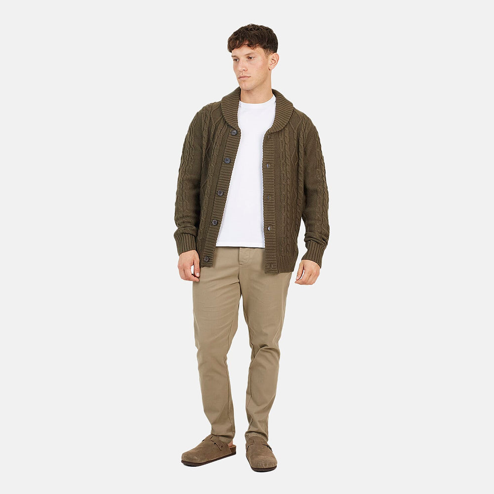 Brave Soul Mens Shawl Neck Cardigan (Size - S) - Khaki