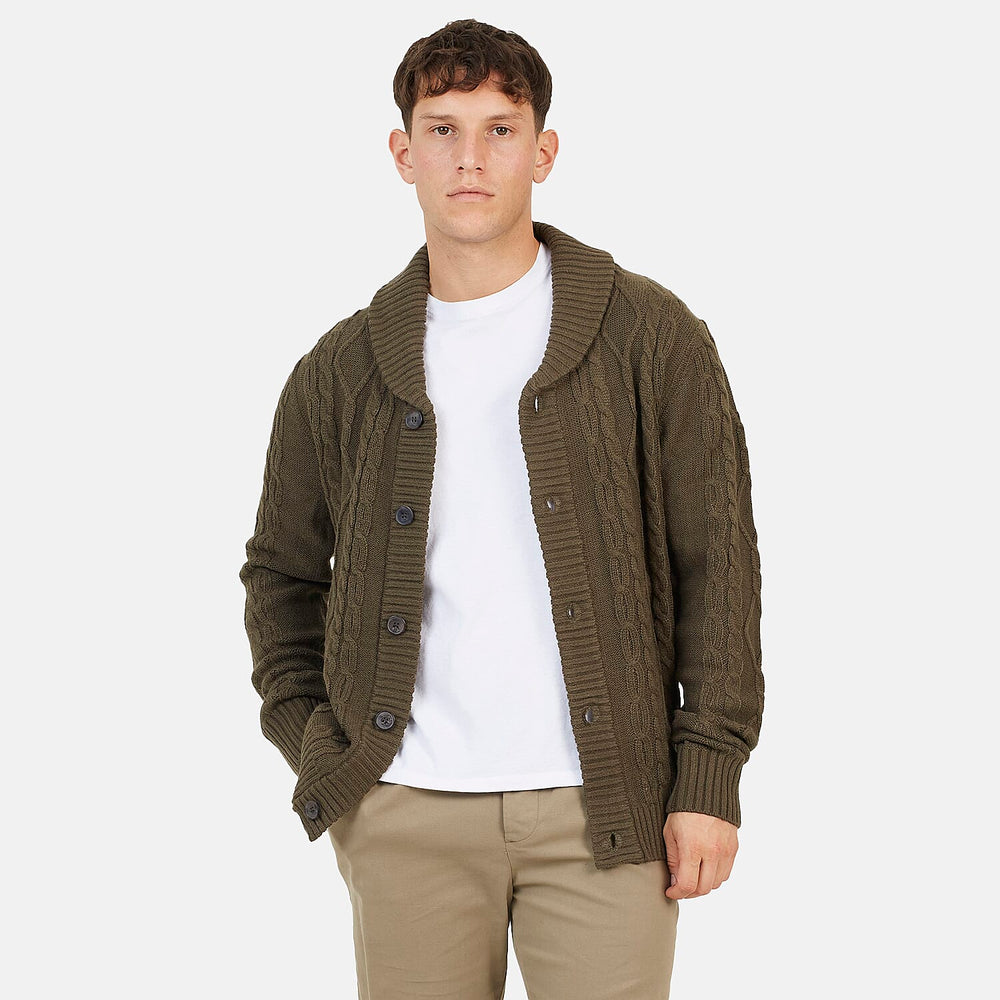 Brave Soul Mens Shawl Neck Cardigan (Size - S) - Khaki