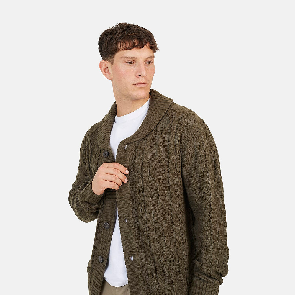 Brave Soul Mens Shawl Neck Cardigan (Size - S) - Khaki