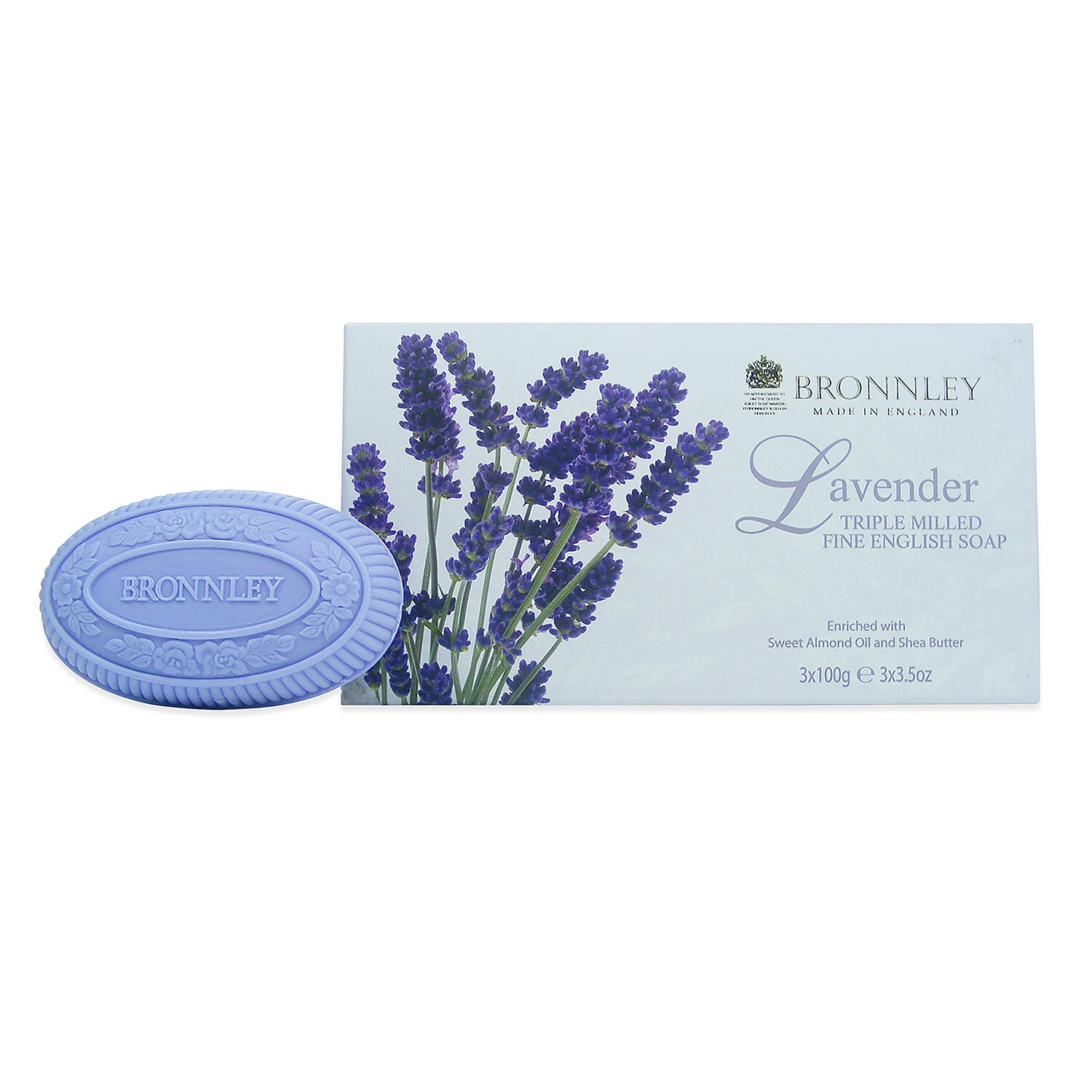 Set of 3 - Bronnley Lavender Soaps Enriched With Sweet Almond Oil - Shea Butter