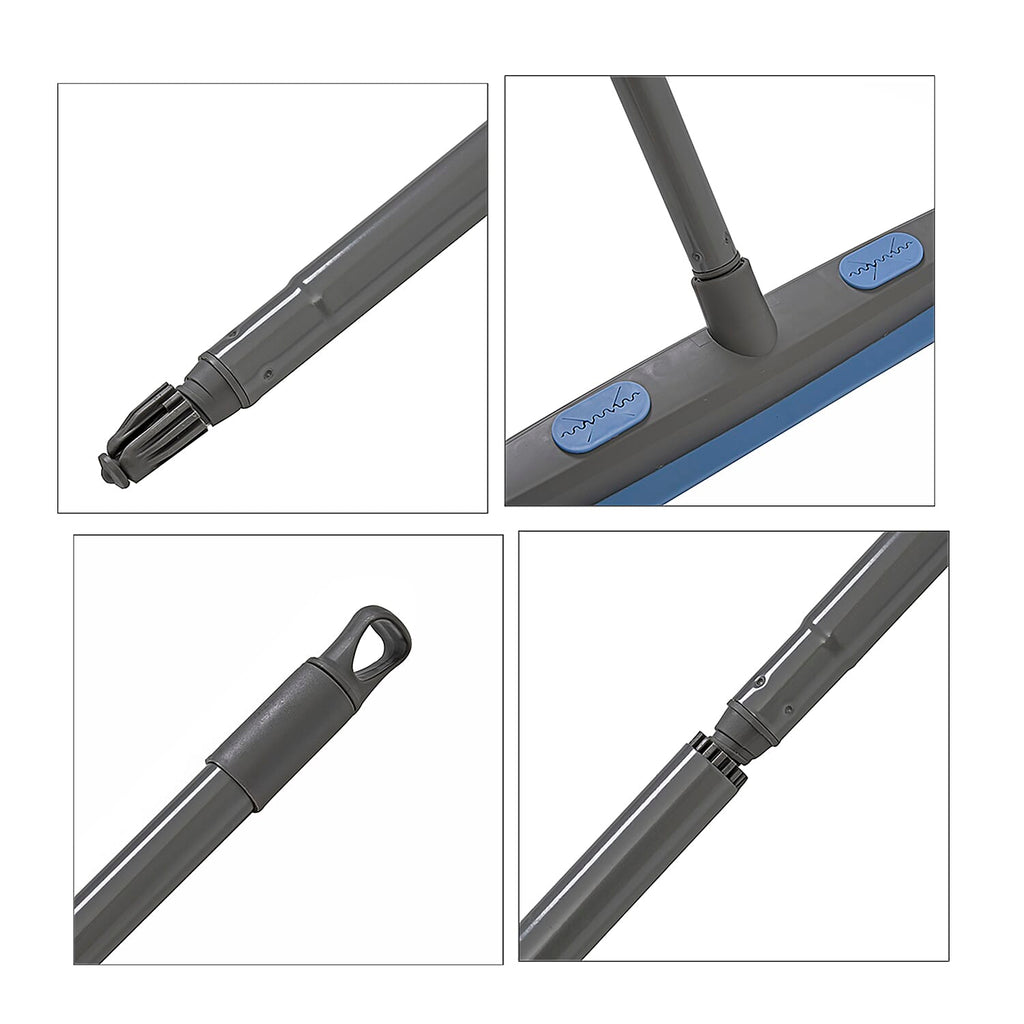 2 in 1 Broom with Squeegee - Stain, Pet Hair, Stubborn Grime, Dirty Water and Dust - Suitable for wet and dry cleaning, indoor- outdoor-Integrated squeegee. Blue