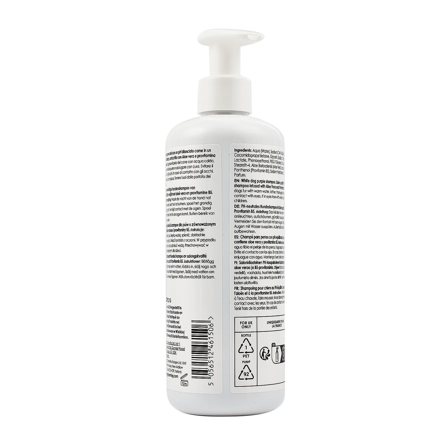Buddy Care White Dog Shampoo with Aloe Vera - Pro Vitamin B5 - 500ml