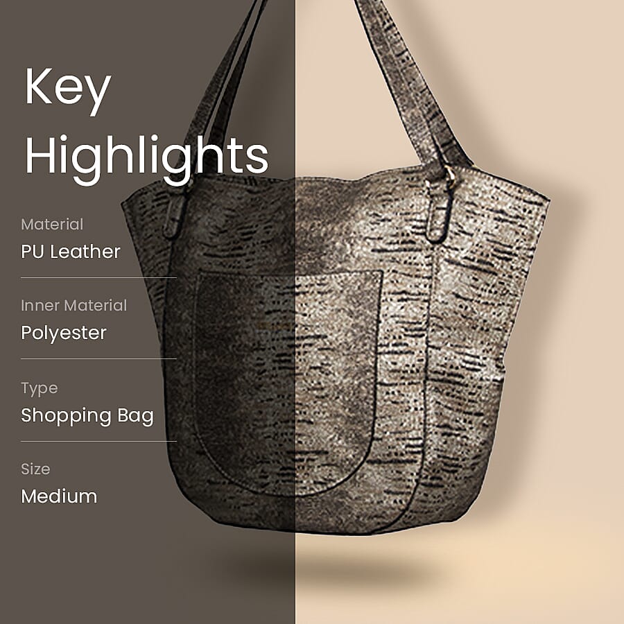 Bulaggi Collection - Acorn Snake Shopping Bag with Zipper Closure (Size 21-42x31x10 cm) - Multi