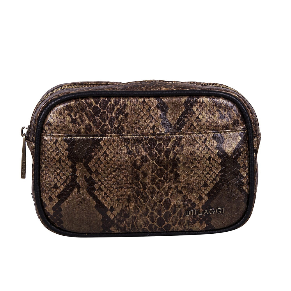 Bulaggi Collection Protea Snake Skin Print Crossbody Bag - Camel