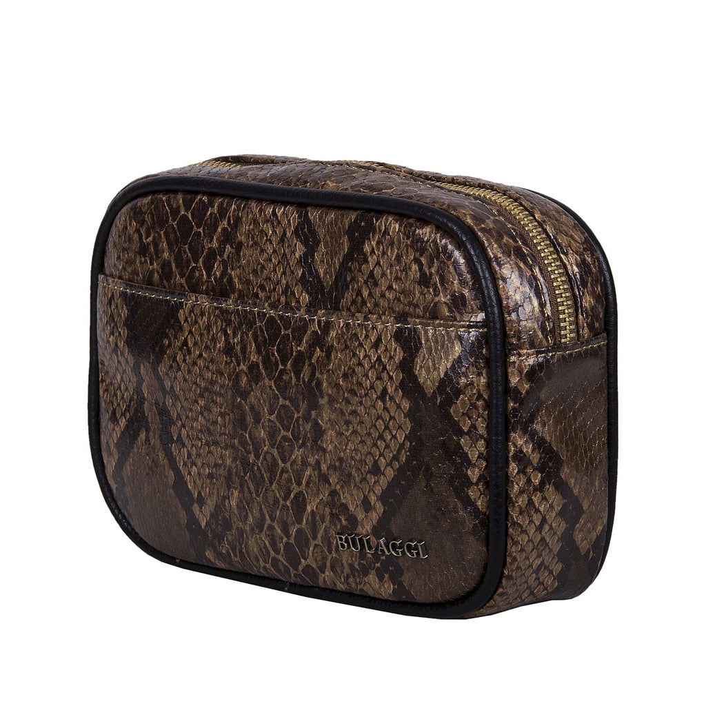 Bulaggi Collection Protea Snake Skin Print Crossbody Bag - Camel
