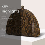 Bulaggi Collection Quince Camel and Black Snake-Skin Pattern Clutch Bag