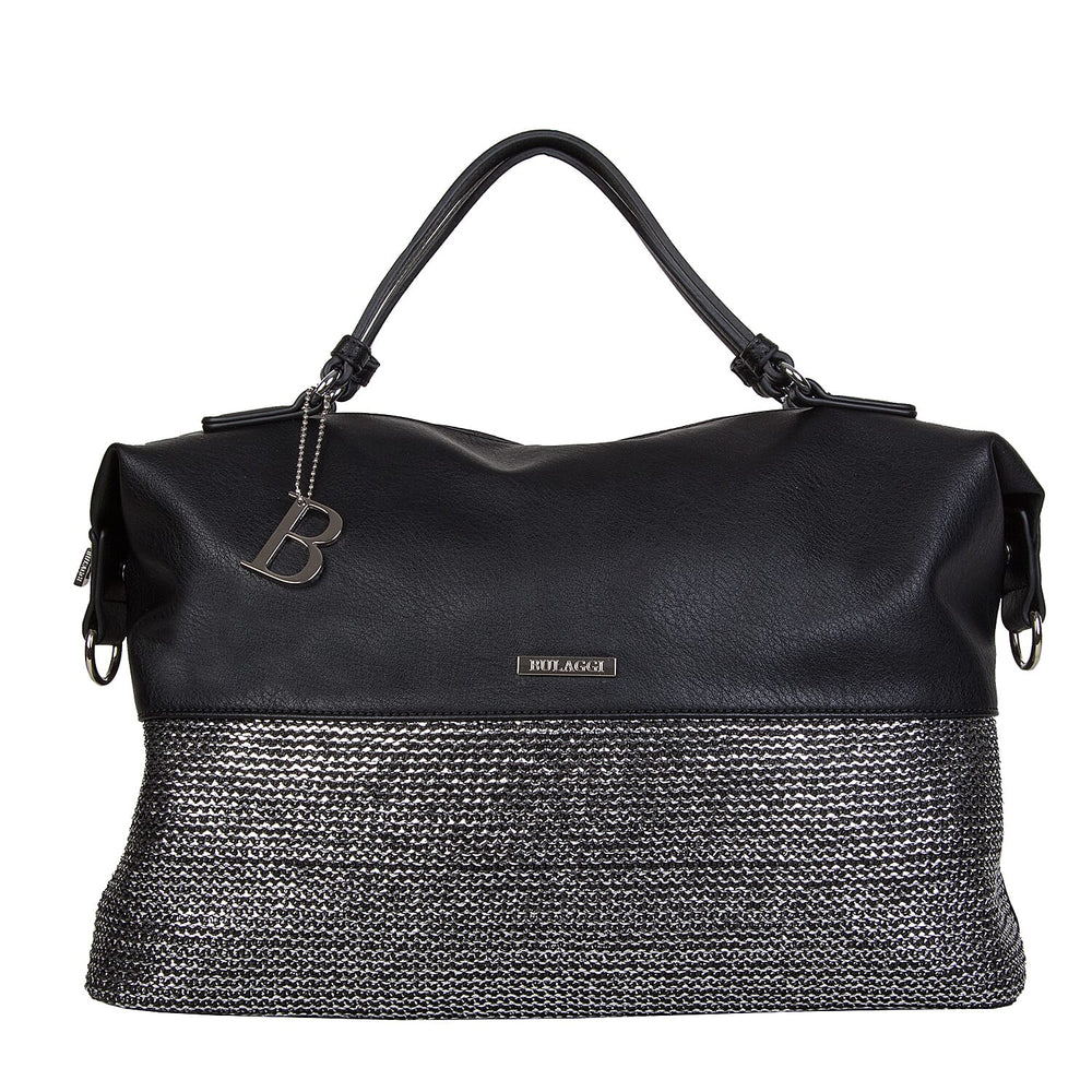 Bulaggi Collection - Wave Duffle Bag with Zipper Closure and Detachable Shoulder Strap (Size 40x26x17 cm) - Black