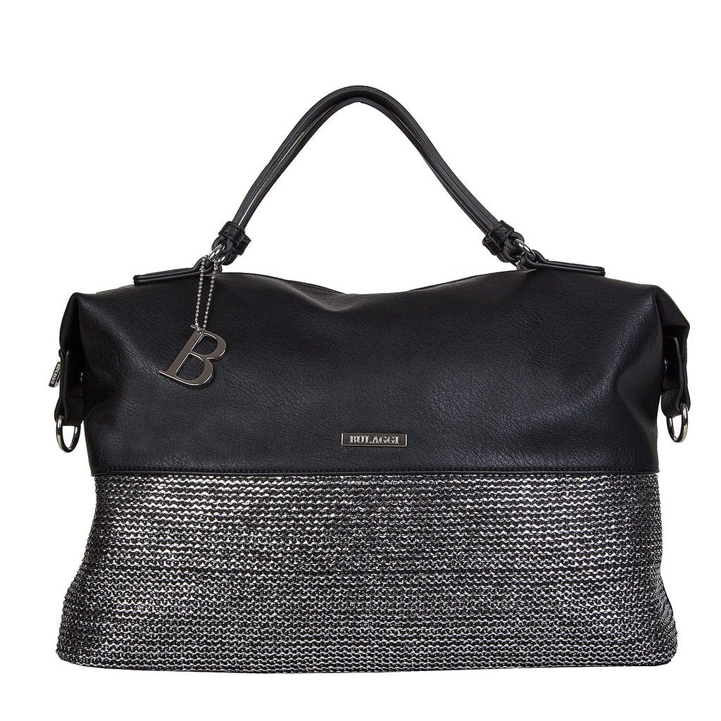 Bulaggi Collection - Wave Duffle Bag with Zipper Closure and Detachable Shoulder Strap (Size 40x26x17 cm) - Black