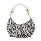 Bulaggi Collection - Zebra Hobo Shoulder Bag with Zipper Closure (Size 31x23x13 Cm) - Bone White