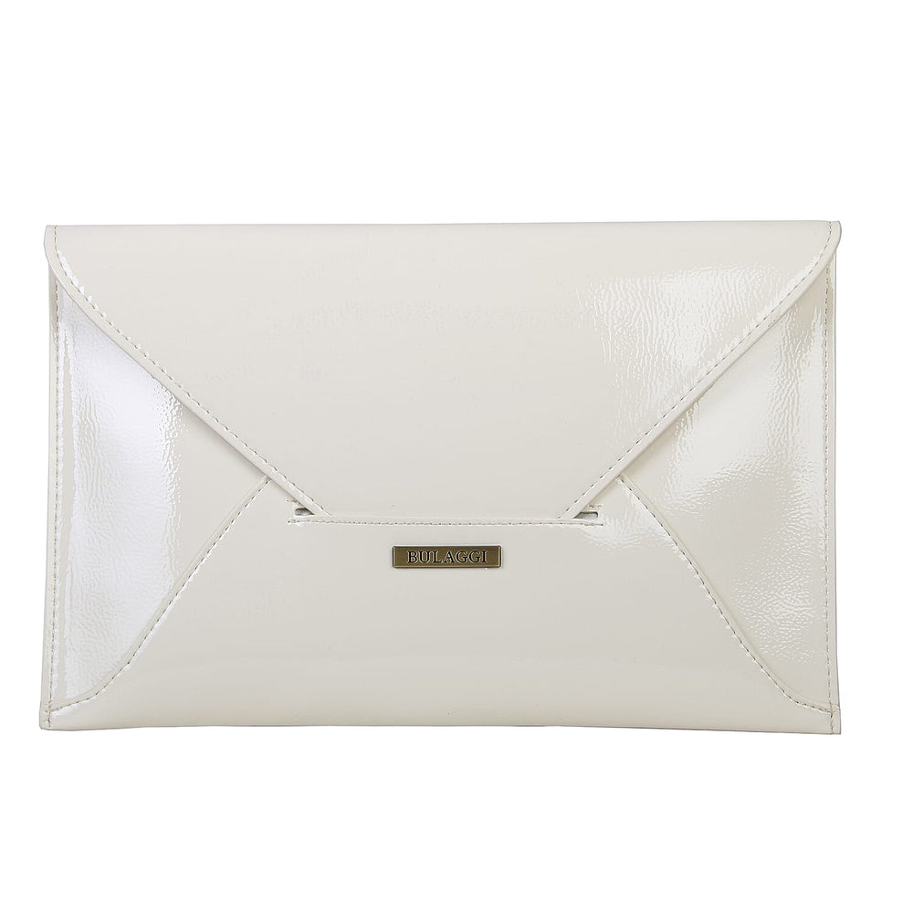 Bulaggi Collection - Isabella Envelope Clutch Bag with Shoulder Strap - Bone White