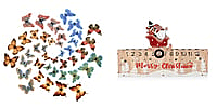 Bundle of Christmas Plywood Calendar and 42 3D Magnet Butterflies Decoration