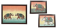 Bundle of Handcrafted Gemstone Elephant Wall Painting and Set of Wall Painting