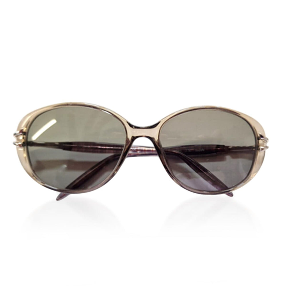 BURBERRY Ladies Oval Sunglasses with Dark Lenses - Clear Grey Frame