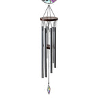 Butterfly, Birds - Purple Floral Design Glass Suncatcher - Round Hanging Pendant with Chain - Wind Chime (11.4x60cm) - Kingfisher