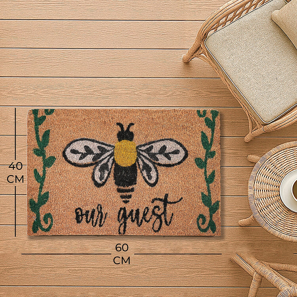 Butterfly Print Coir Door Mat (Size 40x60 cm) - Brown