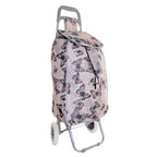 Effortless 59L Extra-Large Shopper Butterfly Printed Trolley with Secure Zippered Pocket - Pink