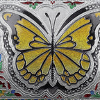 Butterfly Design Minakari Ring Box Holds Upto 150 Rings (Size 35.5x25.5x5.2 cm) - Silver
