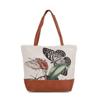 Butterfly Print Jacquard Tote Bag - Beige