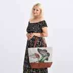 Butterfly Print Jacquard Tote Bag - Beige