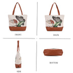 Butterfly Print Jacquard Tote Bag - Beige
