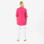 Close Out Deal - Button Down Classic V-Neck Shirt (Size 18) - Pink