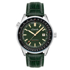 CADOLA  Aviateur Japanese Automatic Movement with 3 Hands Date 10ATM Water Resistant Mens Watch with Genuine Leather Green Strap