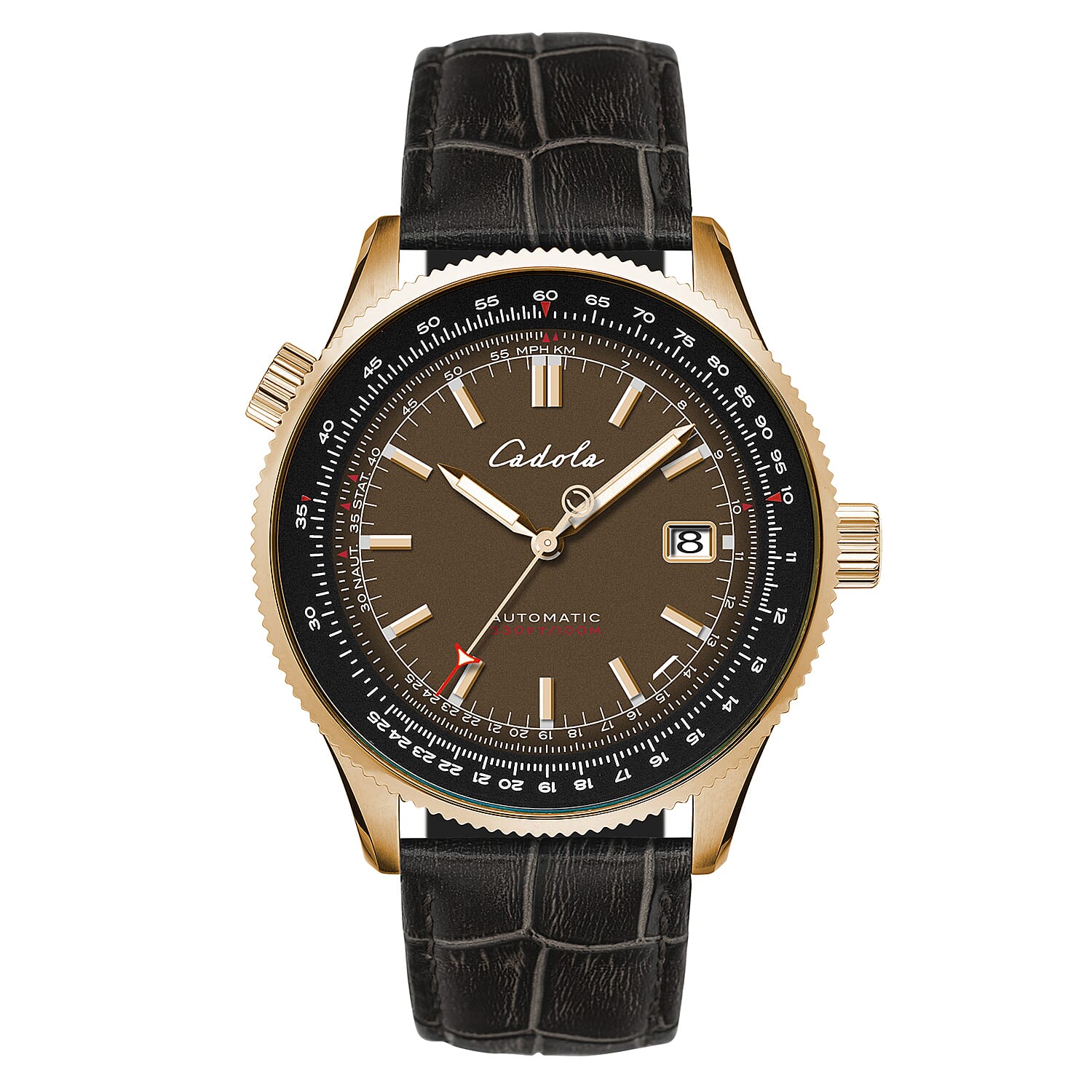 CADOLA  Aviateur Japanese Automatic Movement with 3 Hands Date 10ATM Water Resistant Mens Watch with Genuine Leather Black Strap