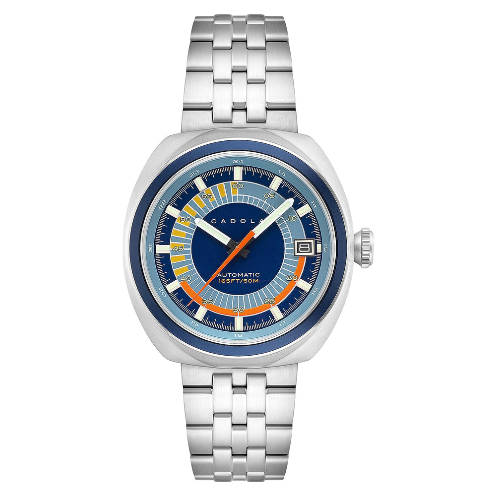 CADOLA  Giulia Automatic Movement with 3 Hands Date Blue Dial 5ATM Water Resistant Mens Watch with Stainless Steel Bracelet