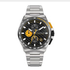 CADOLA Peterson 44mm 10 ATM Water Resistant Watch With Stainless Steel Chain Bracelet & Extra Yellow Silicon Strap