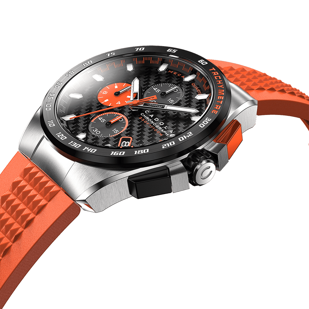 CADOLA Peterson 44mm 10 ATM Water Resistant Watch With Stainless Steel Chain Bracelet & Extra Yellow Silicon Strap