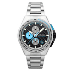CADOLA Peterson 44mm 10 ATM Water Resistant Watch With Stainless Steel Chain Bracelet & Extra Yellow Silicon Strap