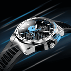 CADOLA Peterson 44mm 10 ATM Water Resistant Watch With Stainless Steel Chain Bracelet & Extra Yellow Silicon Strap