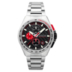 Exclusive Hour Offer - CADOLA Peterson Japanese Movement Black & Red Dial 10ATM Water Resistant Watch with Stainless Steel Chain Strap Complimentory Nusound Earbud
