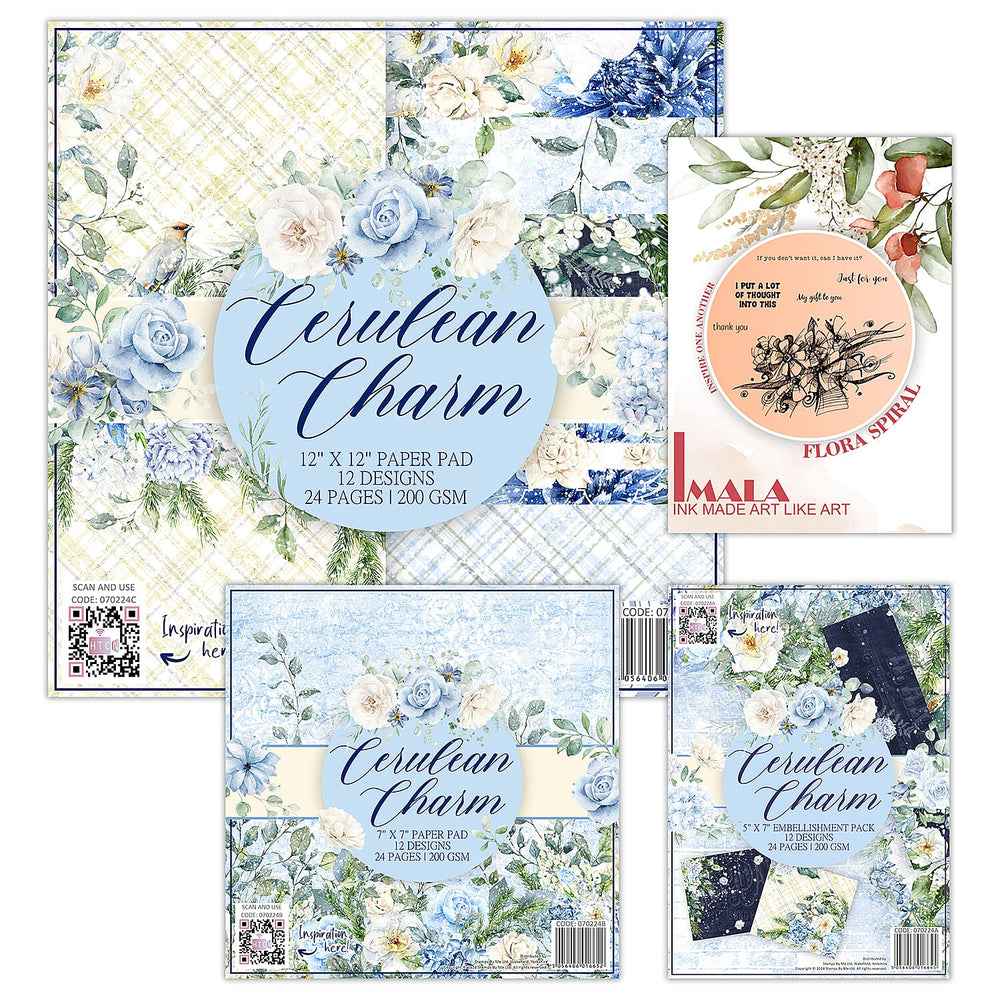 "CERULEAN CHARM PAPER  AND STENCIL BUNDLE   "